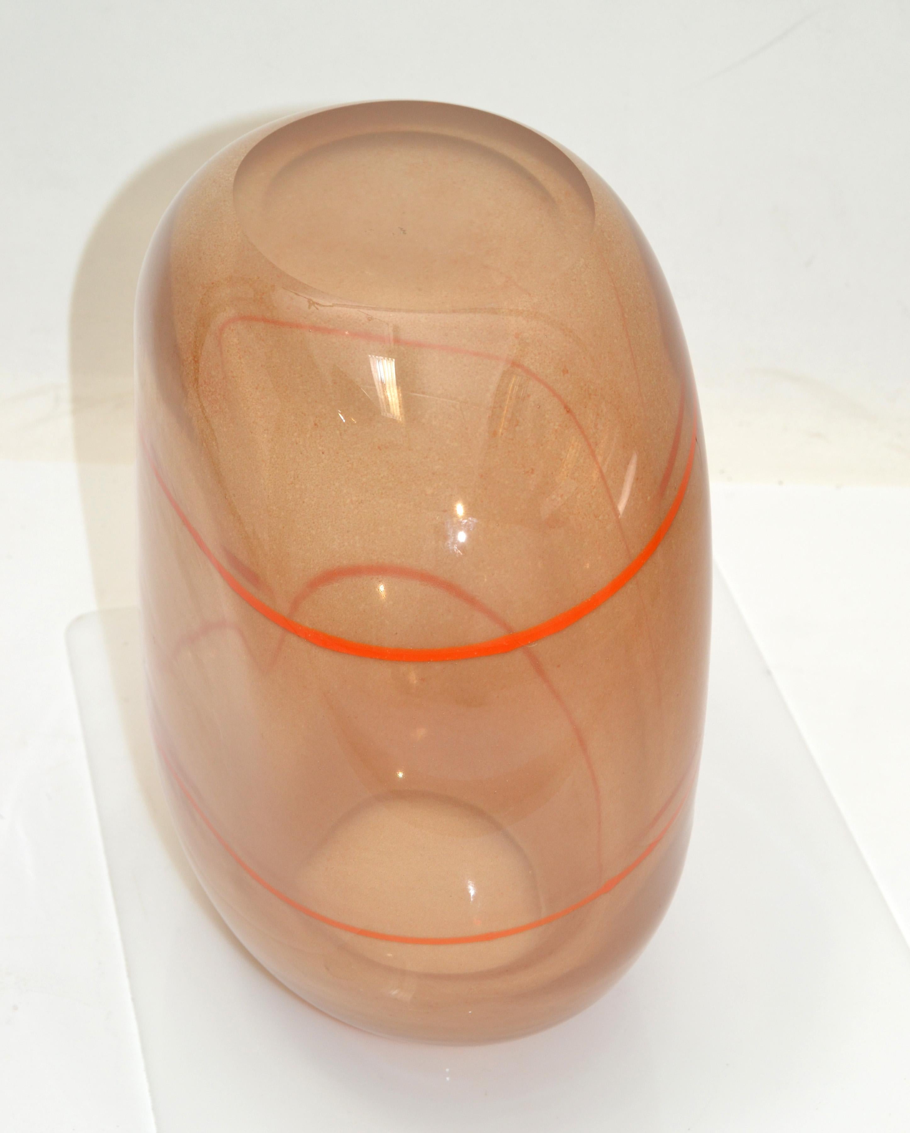 Hand-Crafted Henry Dean Belgium Blown Mid-Century Modern Striking Blown Glass Vase, Bowl 1980 For Sale