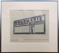 Henry Delacroix « Pharmacie Saint-Lazare a Paris » 1930- Pochoir