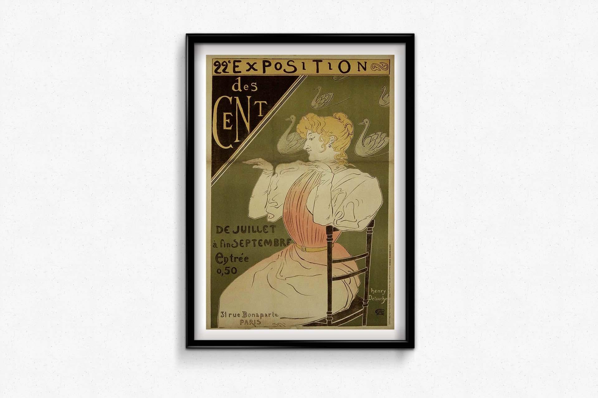 Cartel original de 1896 de Henry Detouche para la 22e Exposition des Cent en venta 1