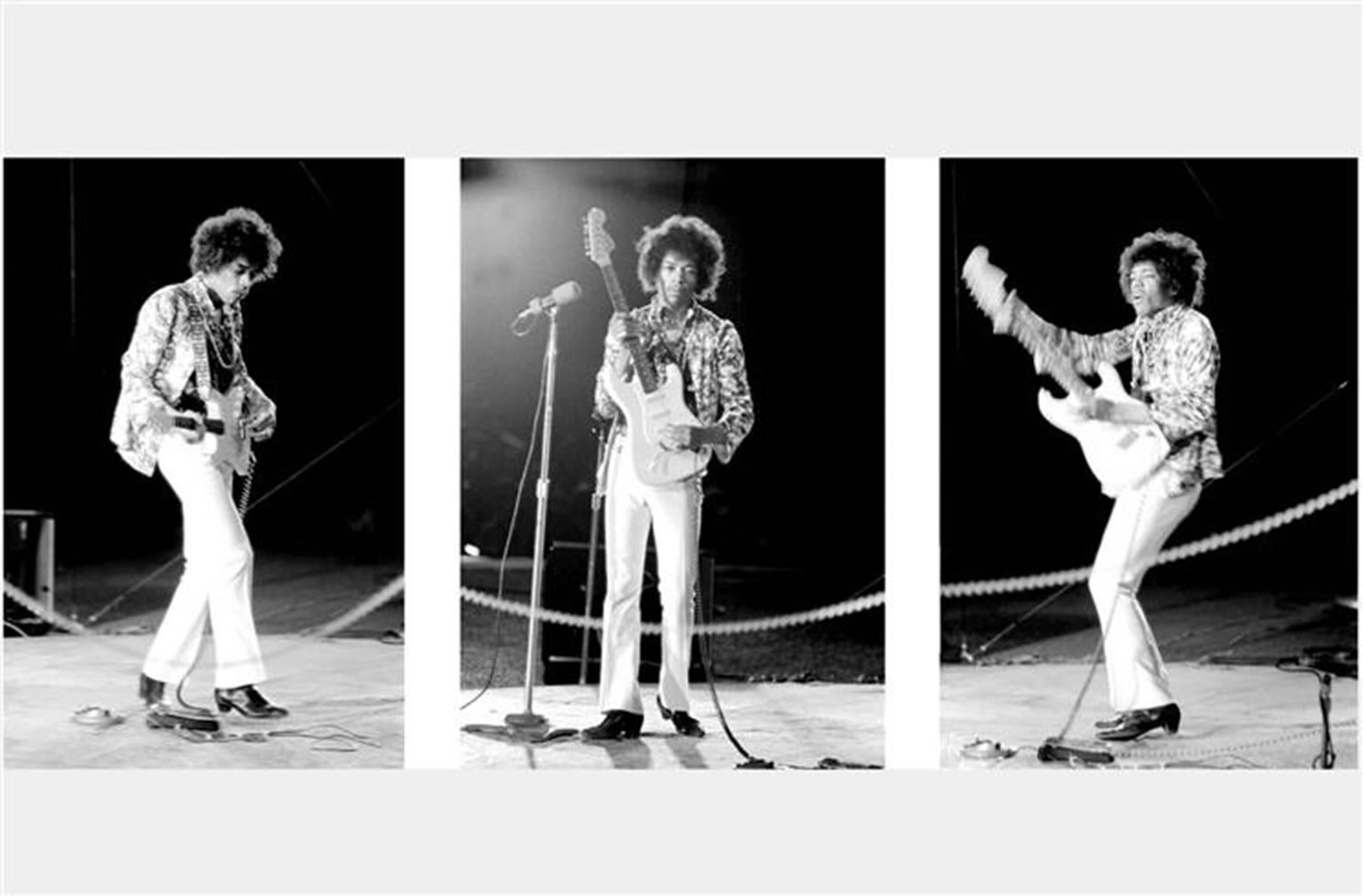 Henry Diltz Portrait Photograph - Jimi Hendrix Triptych, 1967
