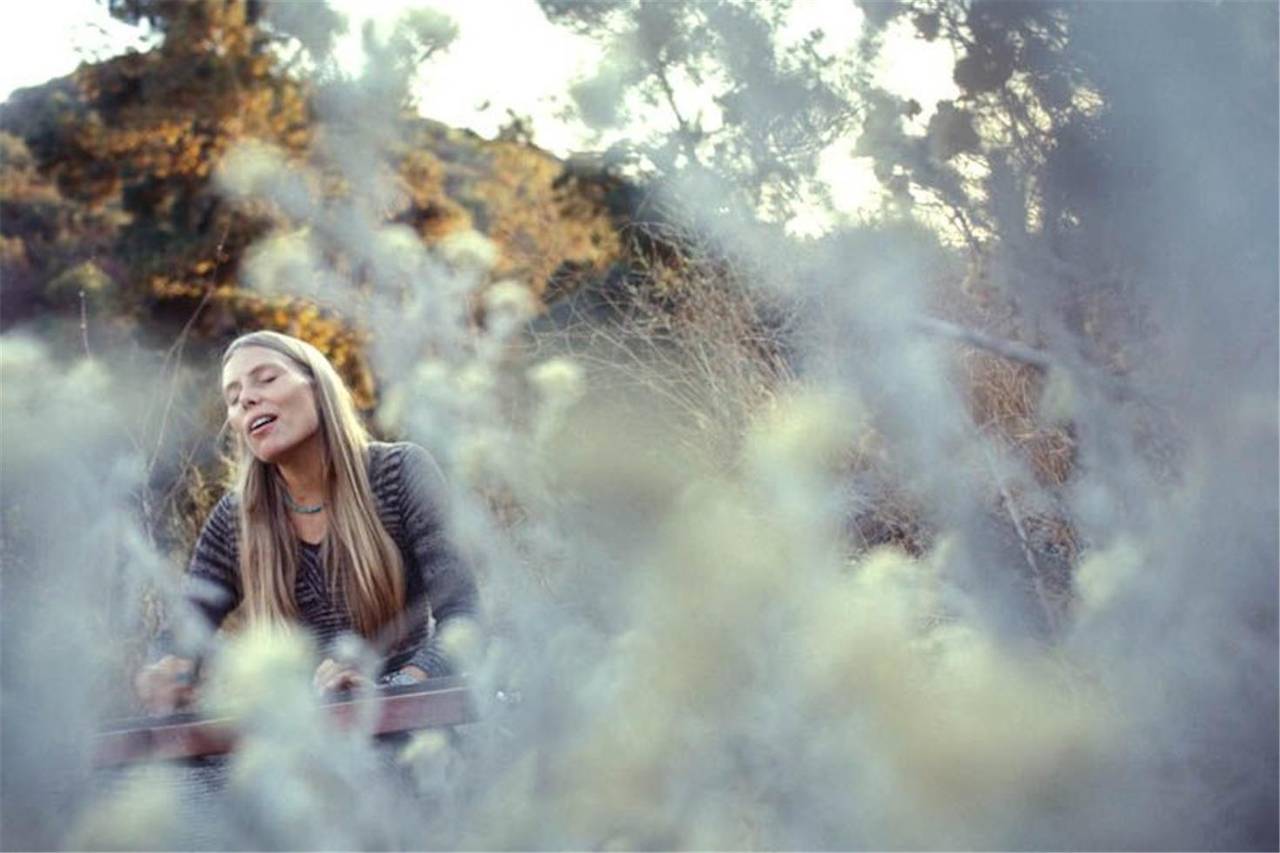 Henry Diltz Color Photograph - Joni Mitchell, Hills of Laurel Canyon, CA 1970