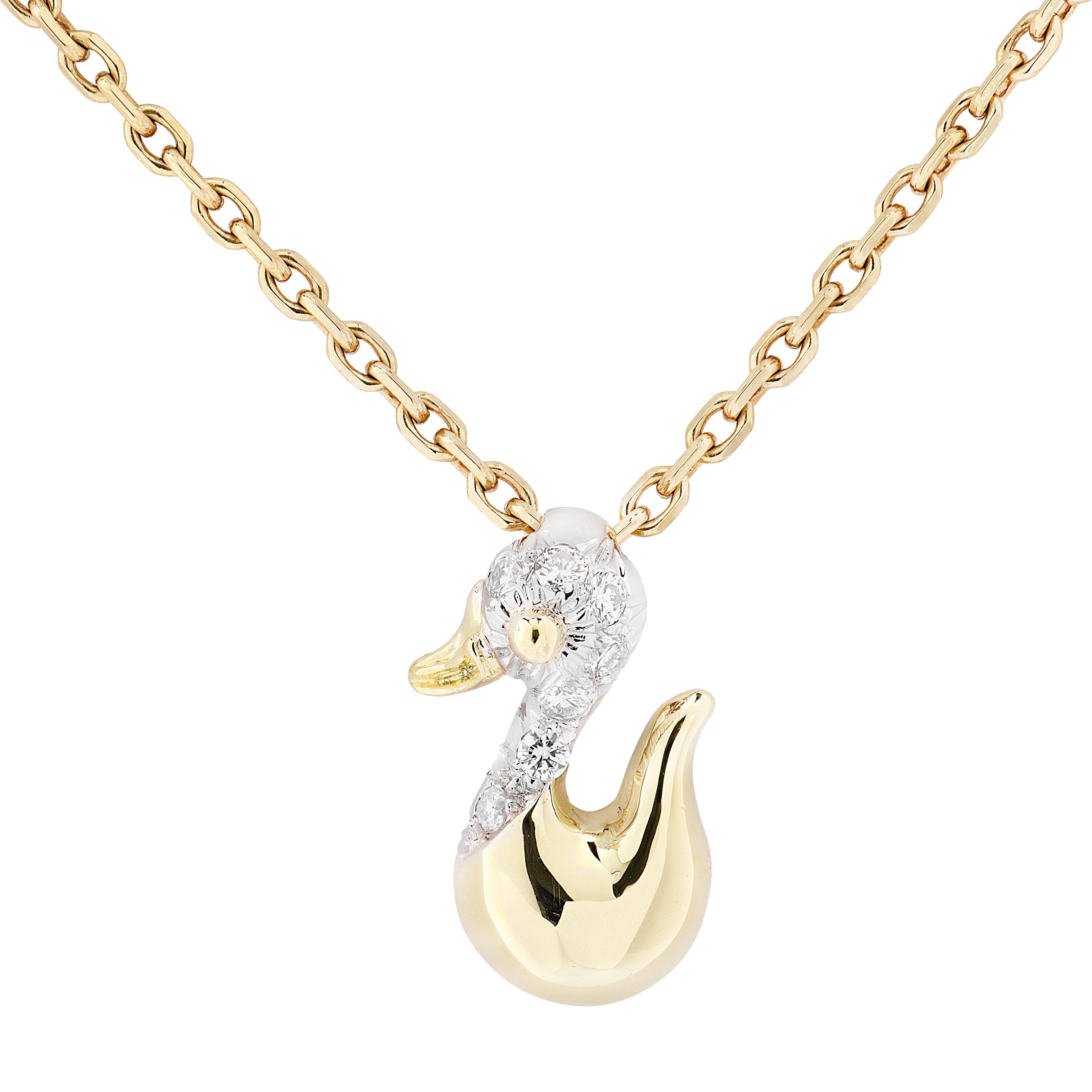 Moderne Collier canard à diamants de 0,10 ct Henry Dunay en vente