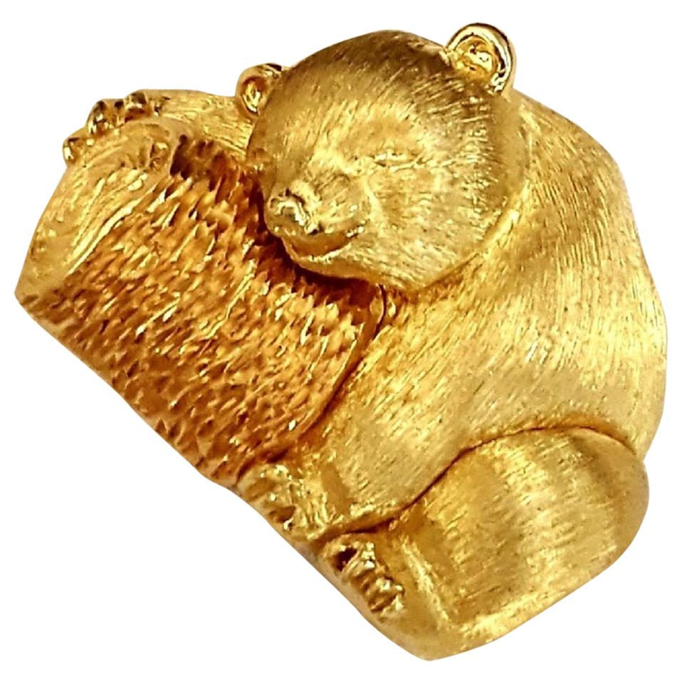 Henry Dunay 18 Karat Two-Color Gold Bear Brooch im Angebot