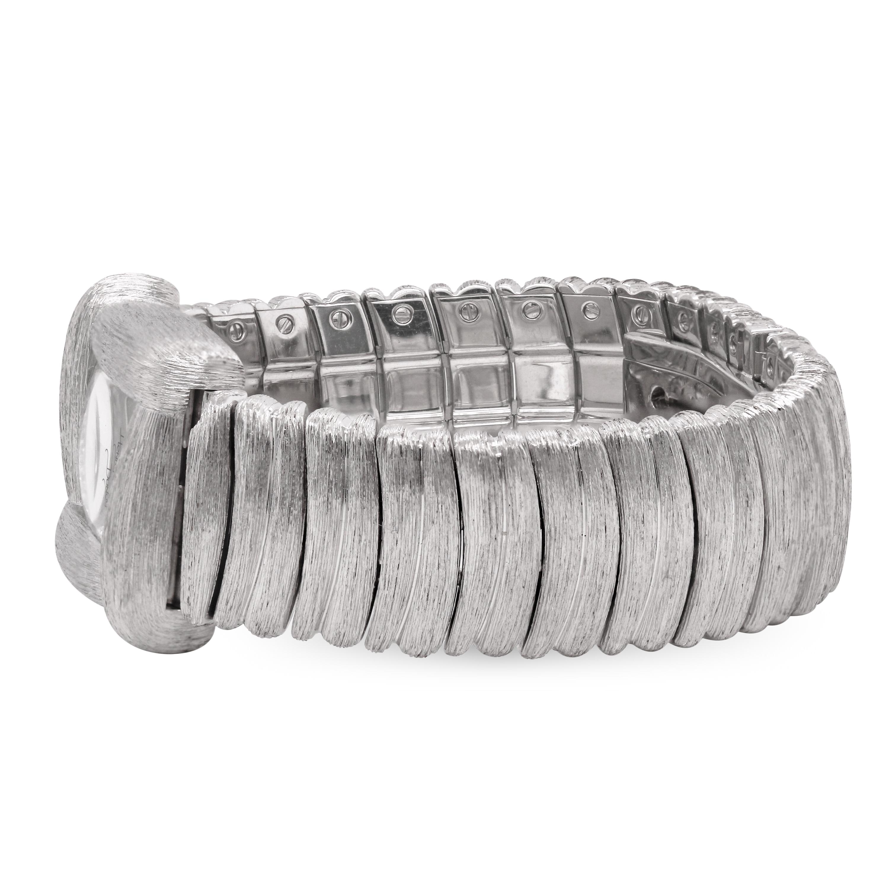Diamant-Armbanduhr von Henry Dunay, 18 Karat Weißgold, gebürstet, mattiert (Rundschliff) im Angebot