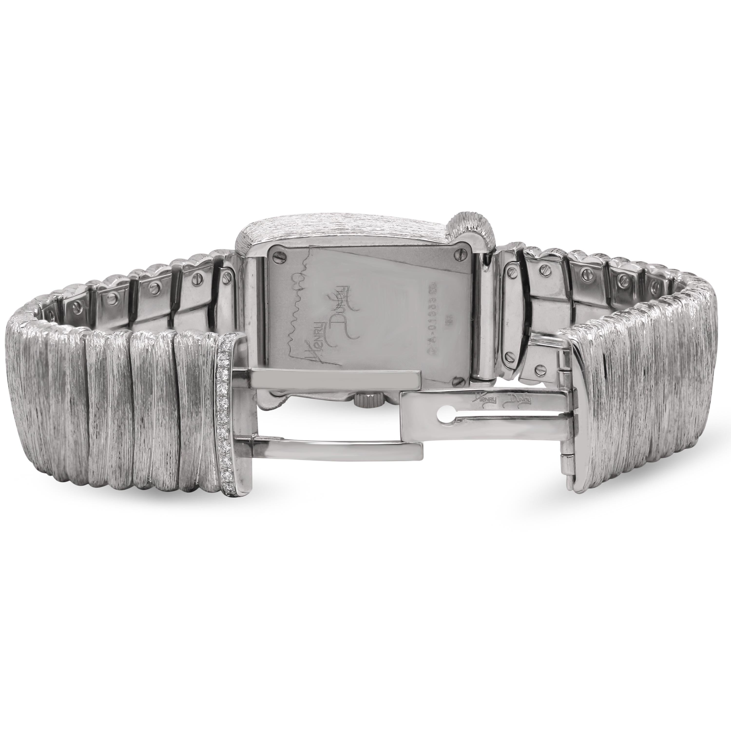 Diamant-Armbanduhr von Henry Dunay, 18 Karat Weißgold, gebürstet, mattiert Damen im Angebot