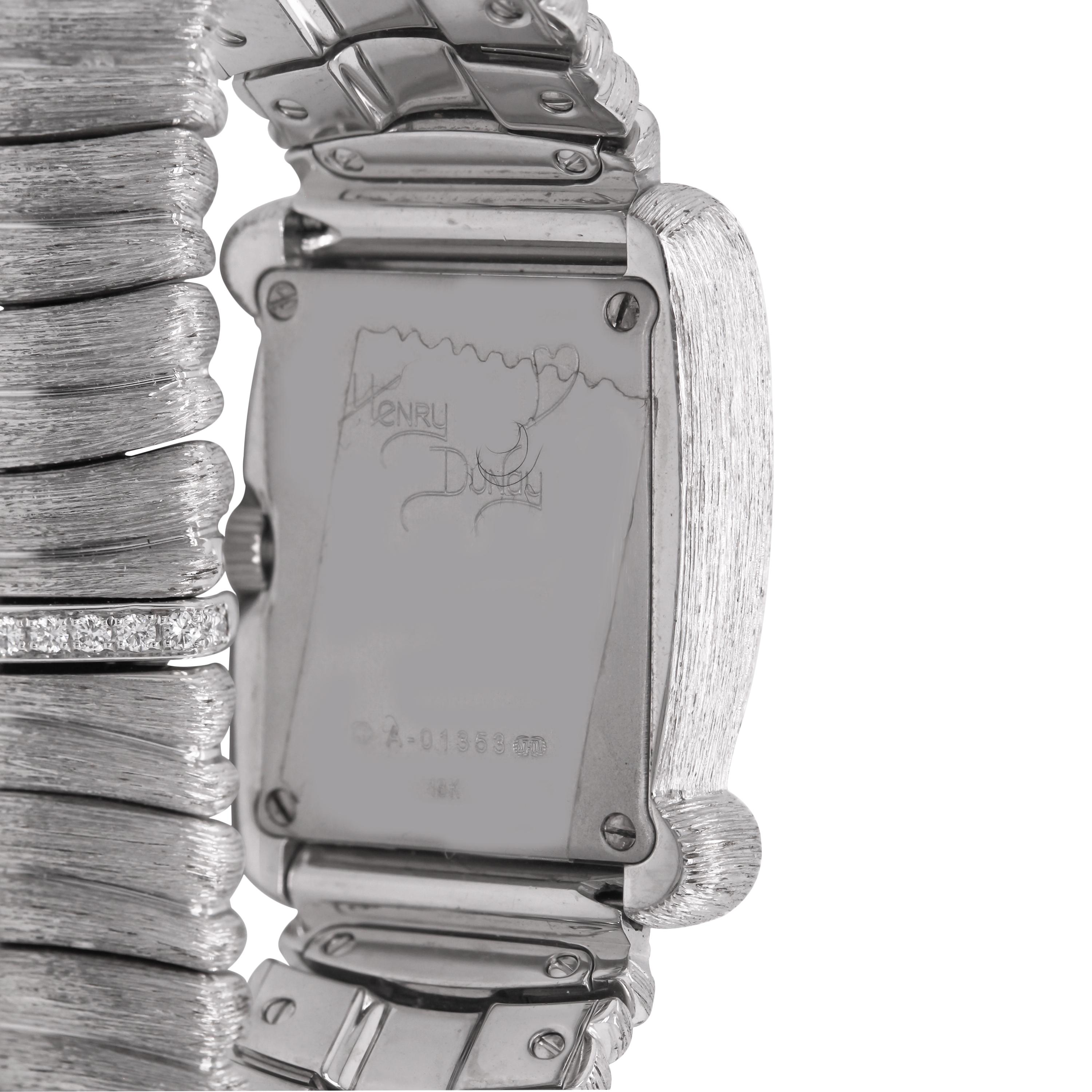 Diamant-Armbanduhr von Henry Dunay, 18 Karat Weißgold, gebürstet, mattiert im Angebot 1