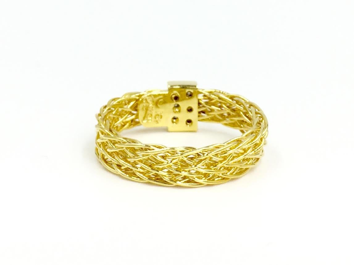 Henry Dunay 18 Karat Woven Ring with .10 Carat Total Weight In Excellent Condition For Sale In Pikesville, MD