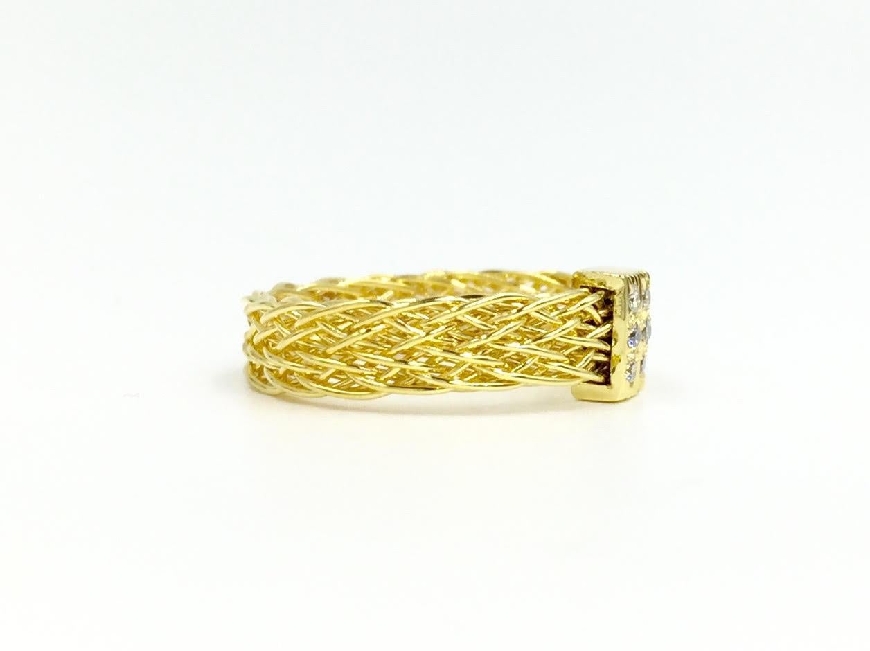 Women's Henry Dunay 18 Karat Woven Ring with .10 Carat Total Weight For Sale
