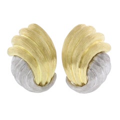 Henry Dunay 18 Karat Yellow Gold and Platinum Clip Earrings