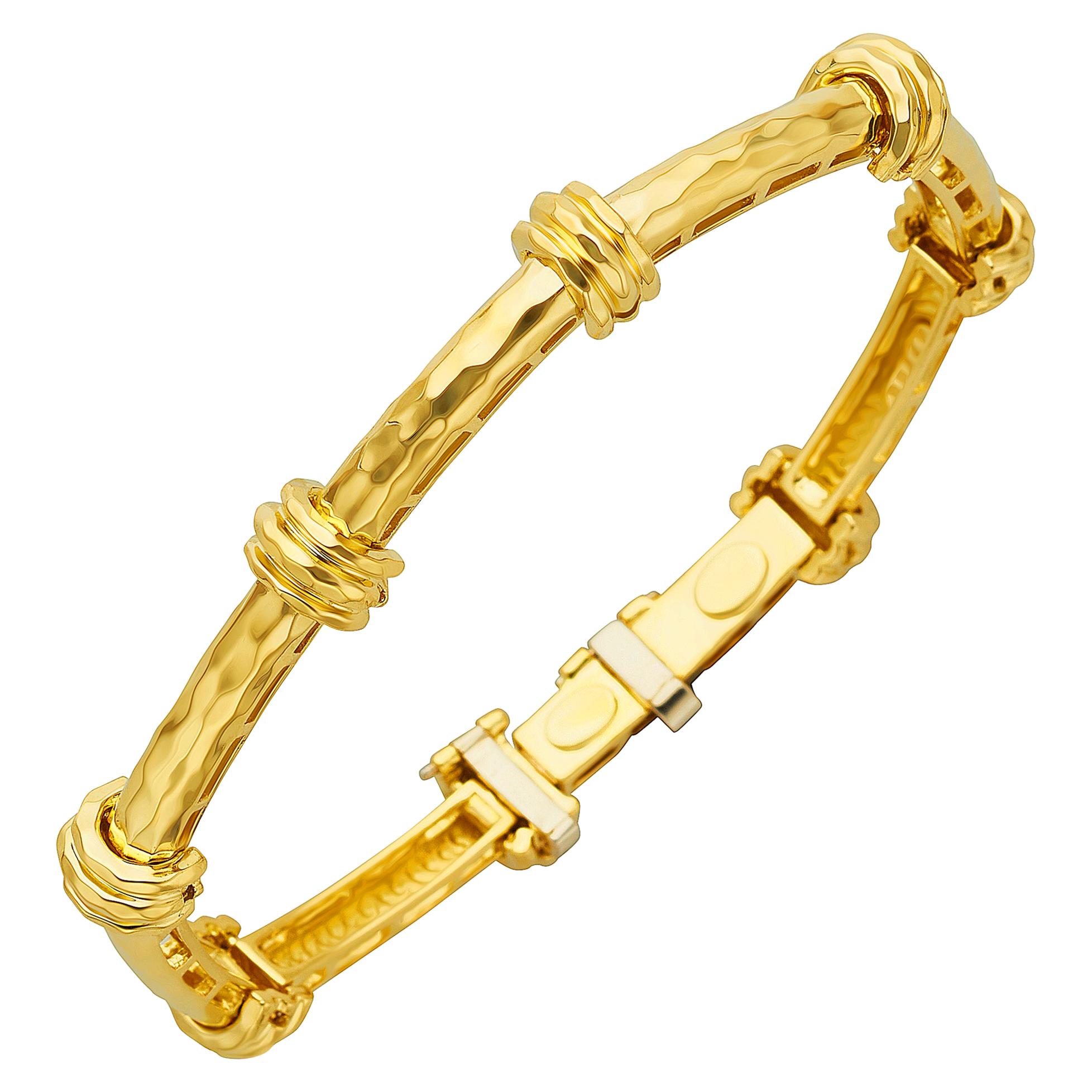 Henry Dunay 18 Karat Yellow Gold Bamboo Bracelet