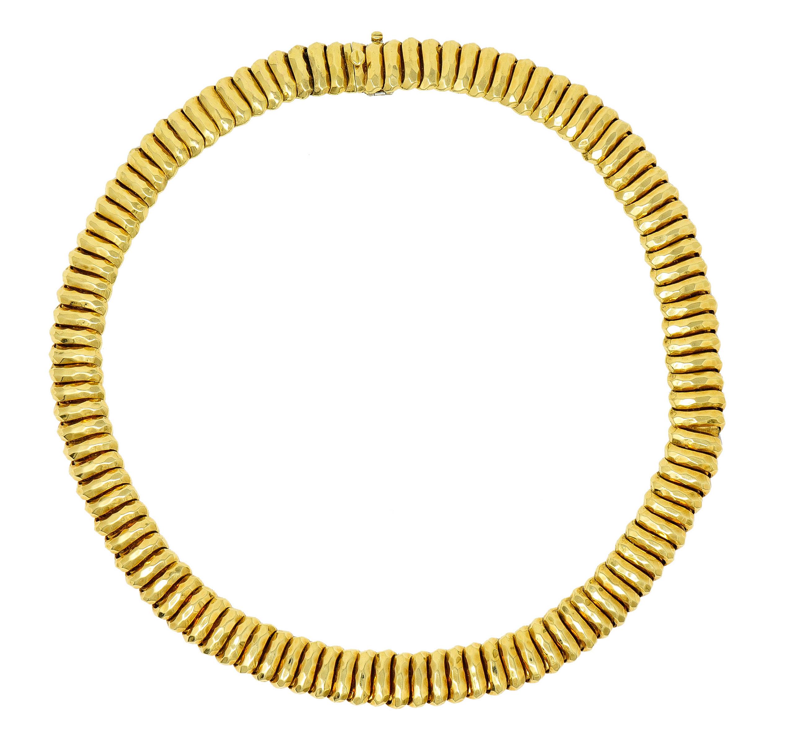 Henry Dunay 18 Karat Yellow Gold Cynnabar Collar Necklace, Circa 1980's 4