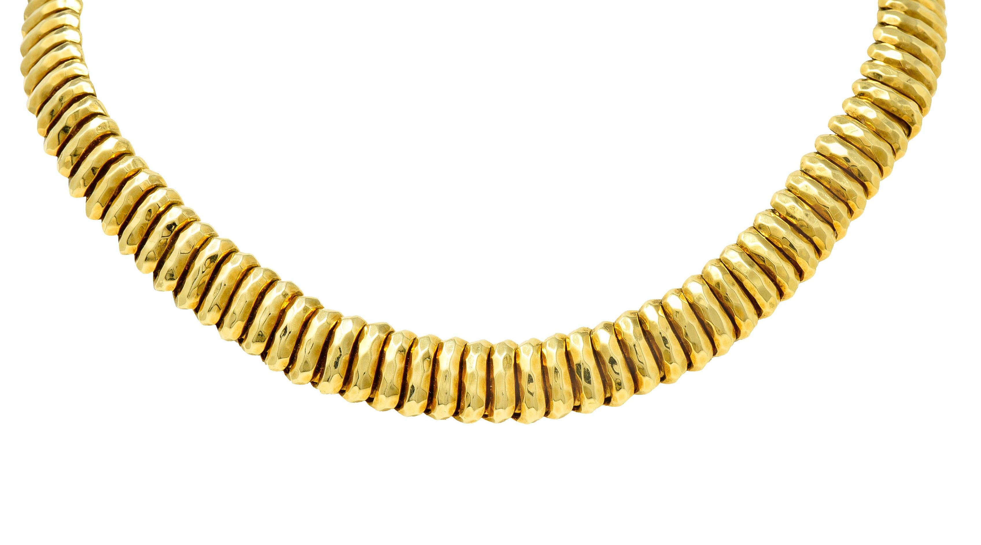 Contemporary Henry Dunay 18 Karat Yellow Gold Cynnabar Collar Necklace, Circa 1980's