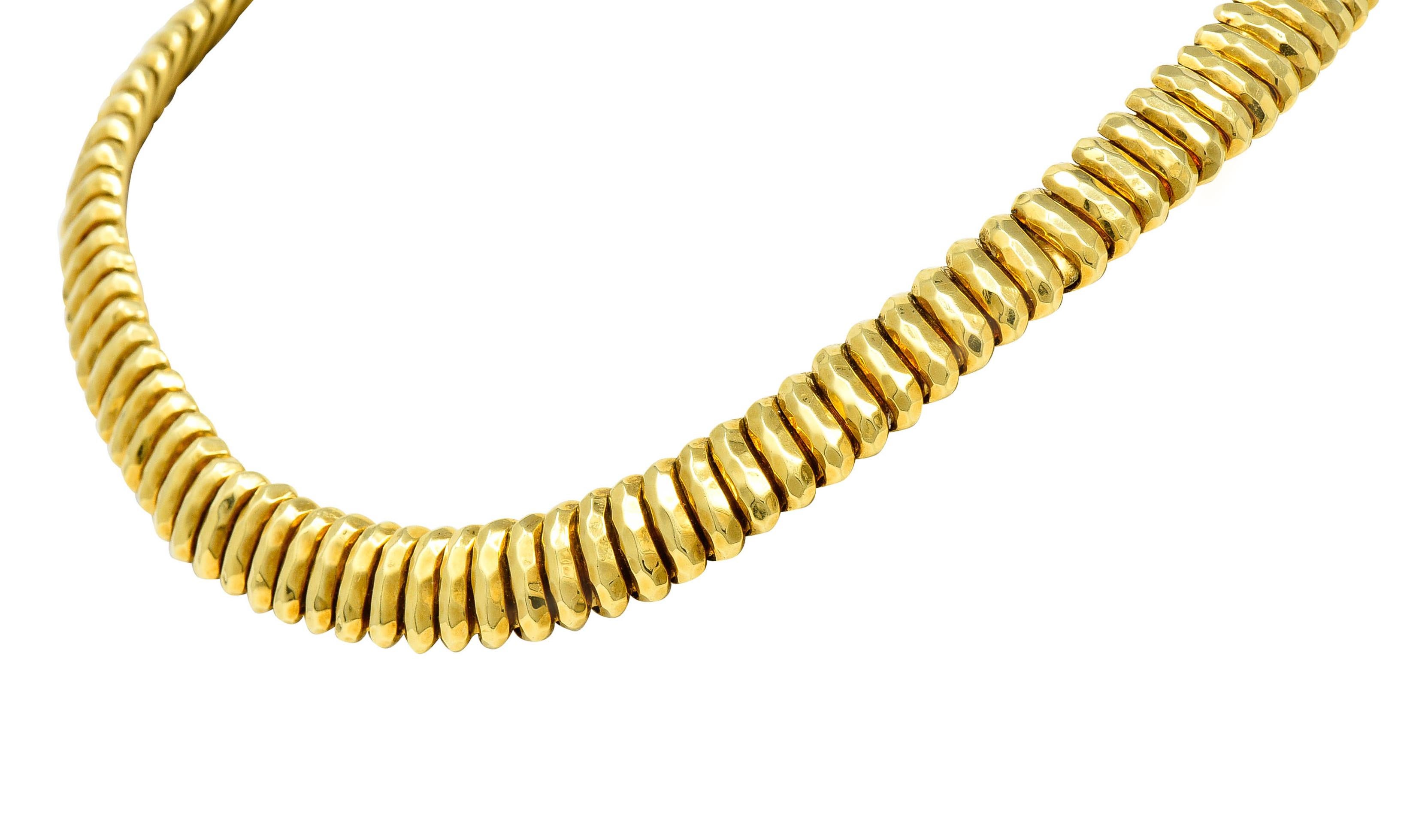 Henry Dunay 18 Karat Yellow Gold Cynnabar Collar Necklace, Circa 1980's In Excellent Condition In Philadelphia, PA