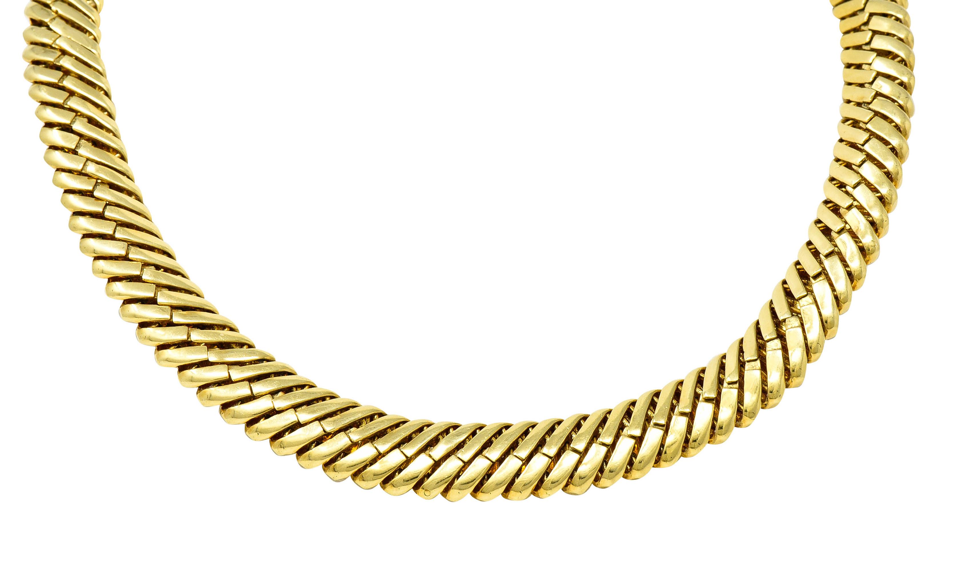 Women's or Men's Henry Dunay 18 Karat Yellow Gold Cynnabar Collar Necklace, Circa 1980's