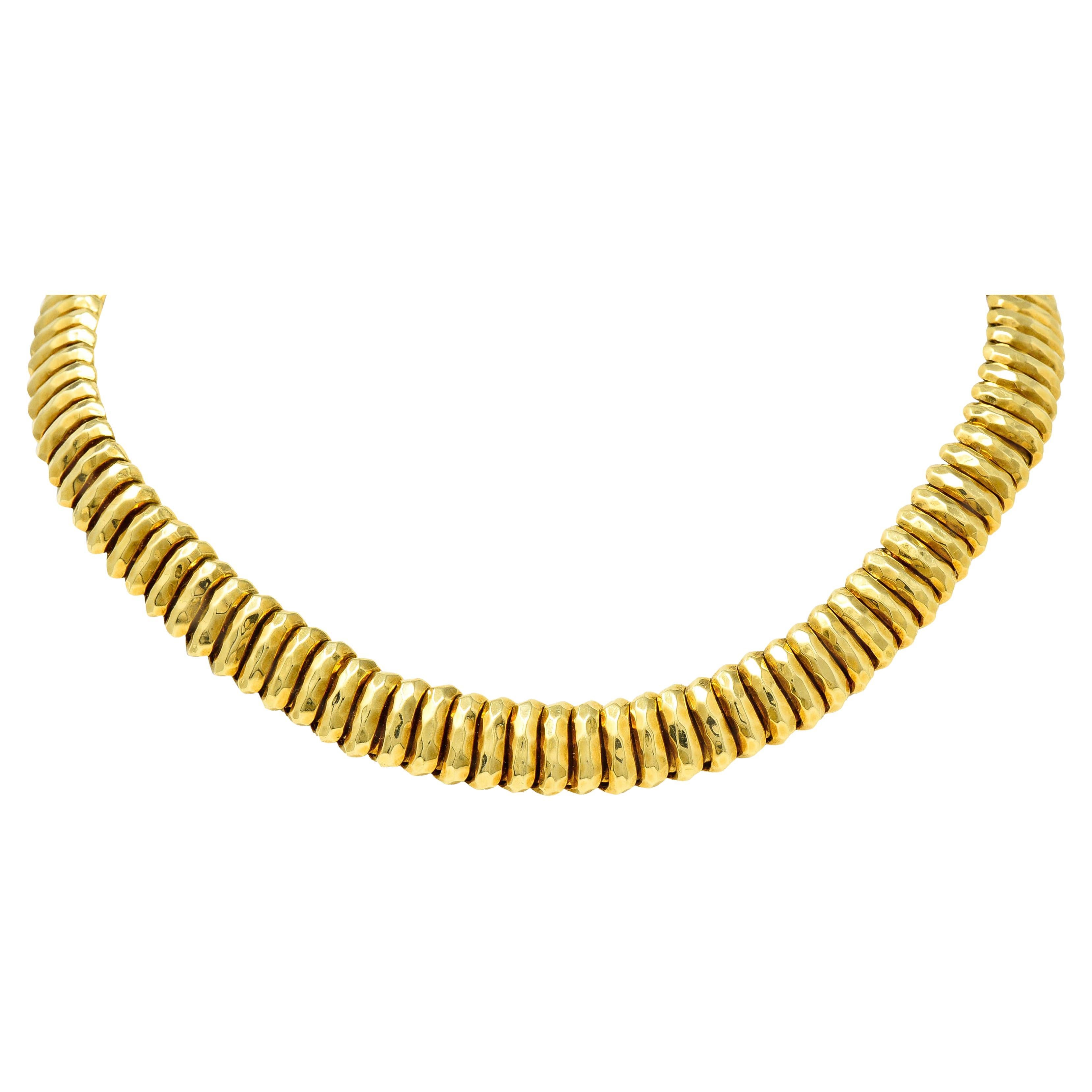 Henry Dunay 18 Karat Yellow Gold Cynnabar Collar Necklace, Circa 1980's