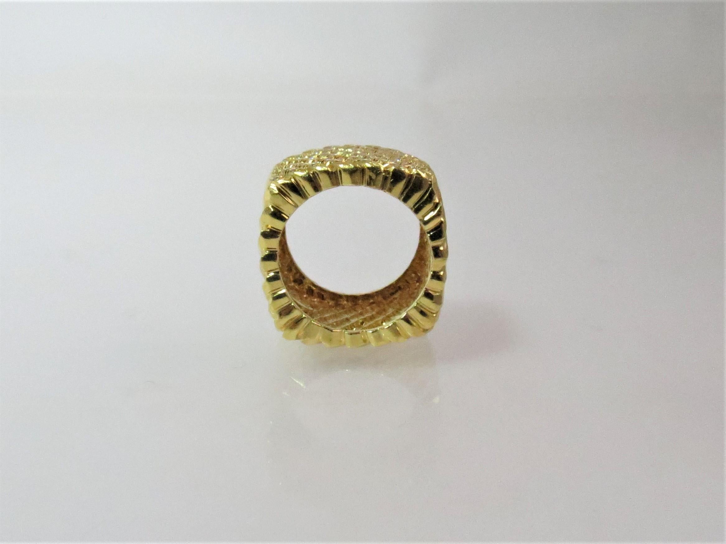 Women's Henry Dunay 18 Karat Yellow Gold Diamond Square Band Ring