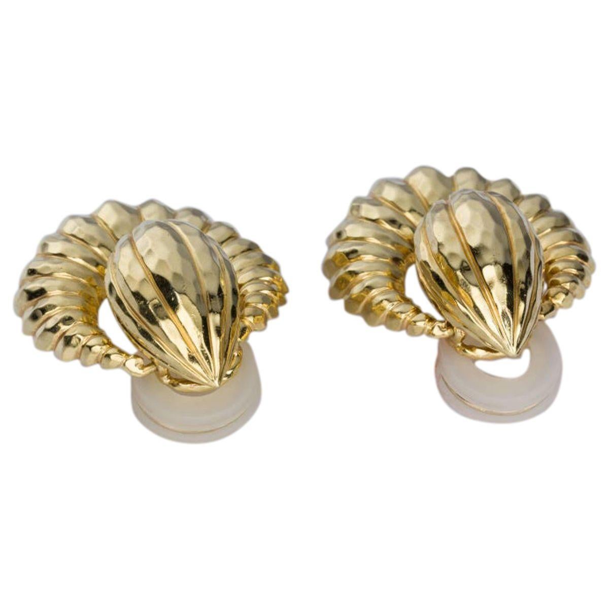 Henry Dunay 18 Karat Yellow Gold Door-Knocker Drop Earrings In Excellent Condition For Sale In QLD , AU