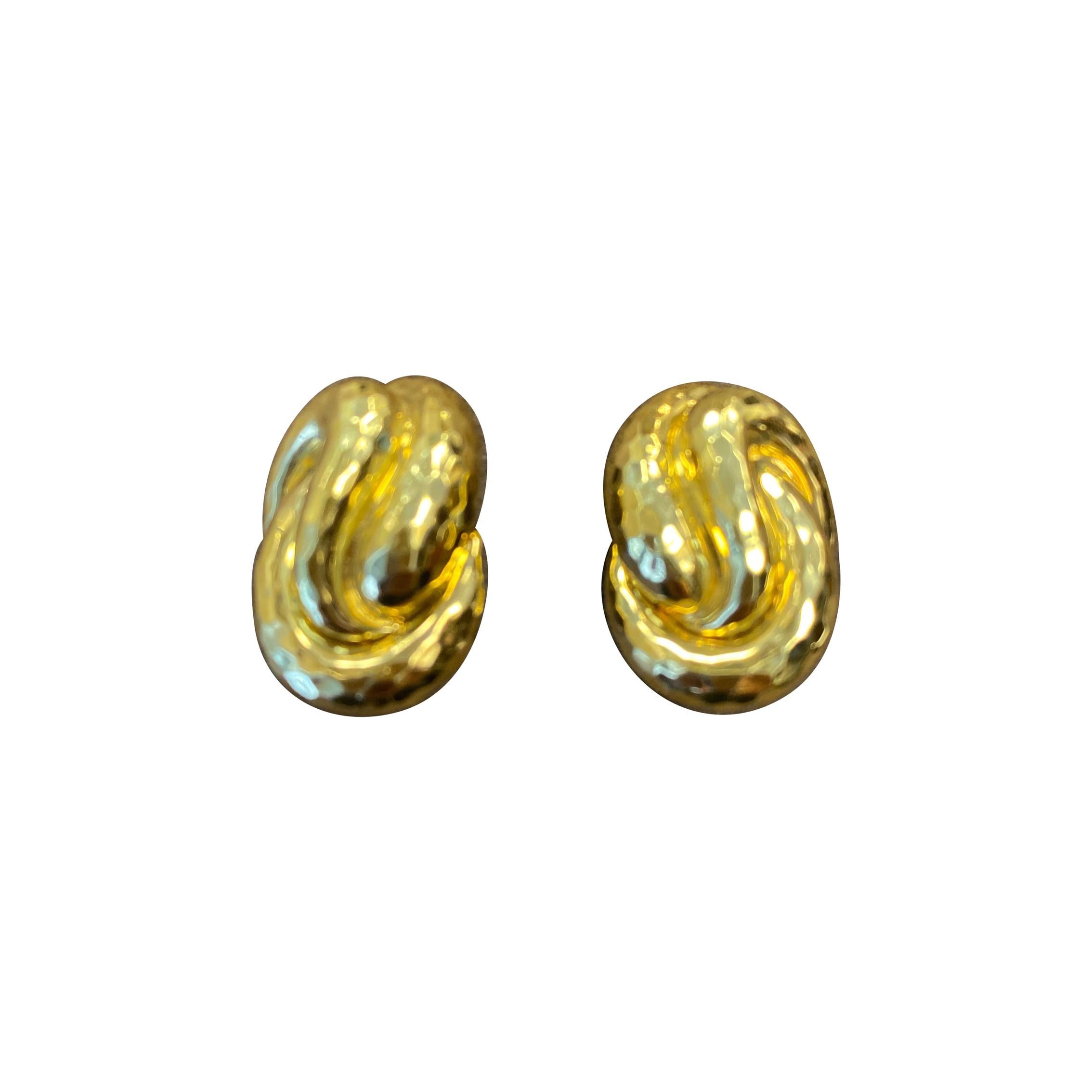 Henry Dunay 18 Karat Yellow Gold Faceted Earclips For Sale