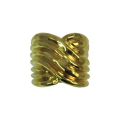 Henry Dunay Bague à anneau en or jaune 18 carats à facettes et finitions