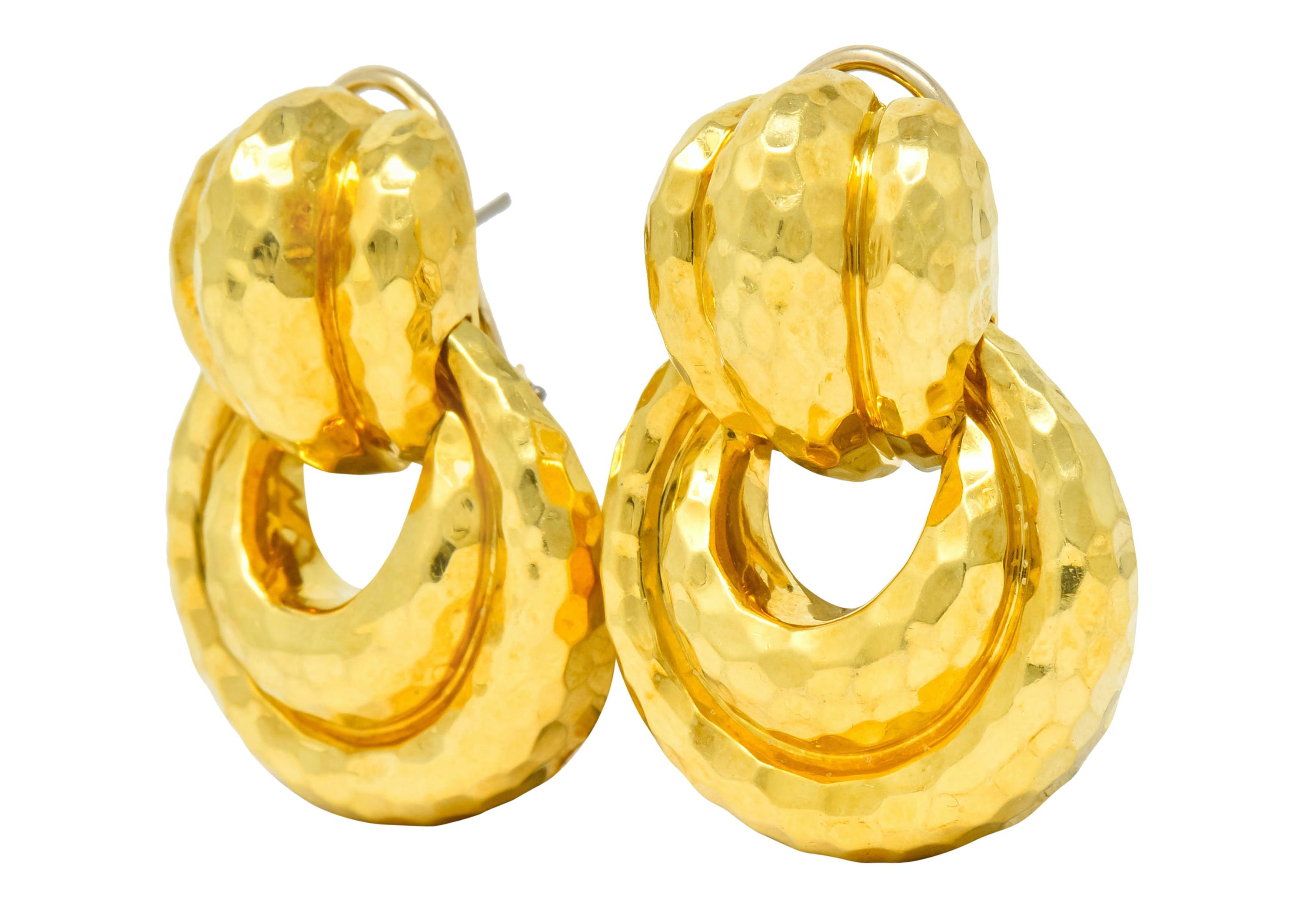 Contemporary Henry Dunay 18 Karat Yellow Gold Fashionable Door Knocker Earrings