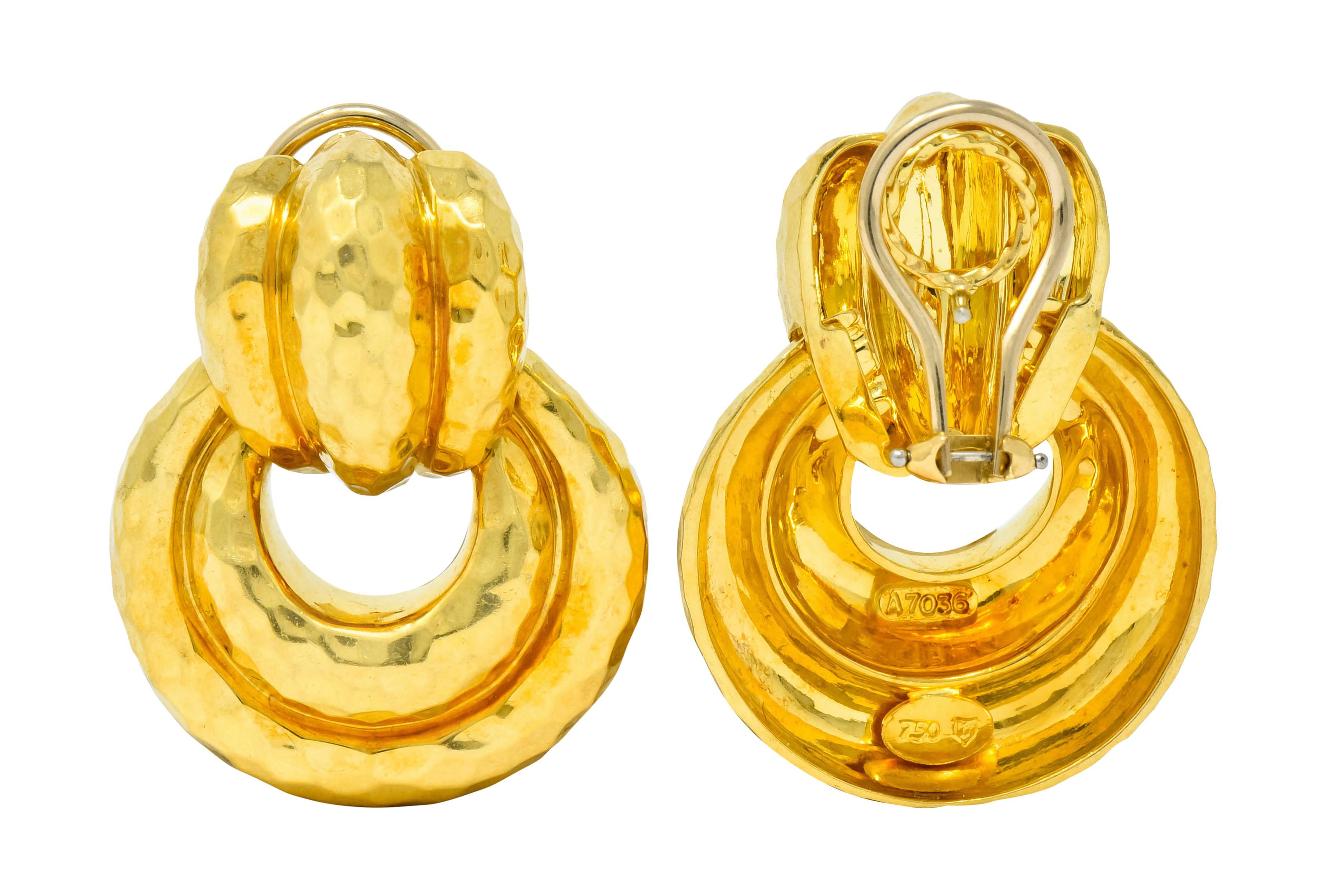 Henry Dunay 18 Karat Yellow Gold Fashionable Door Knocker Earrings 1