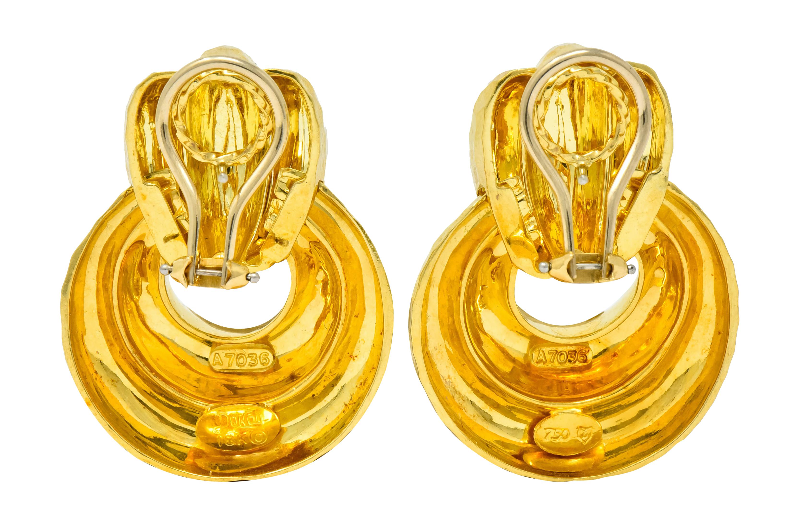 Henry Dunay 18 Karat Yellow Gold Fashionable Door Knocker Earrings 3