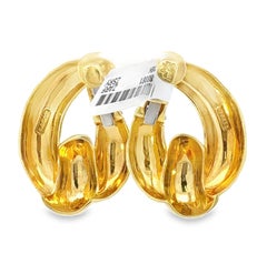 Henry Dunay, orecchini a cerchio con martello in oro giallo 18 carati, con chiusura a scatto