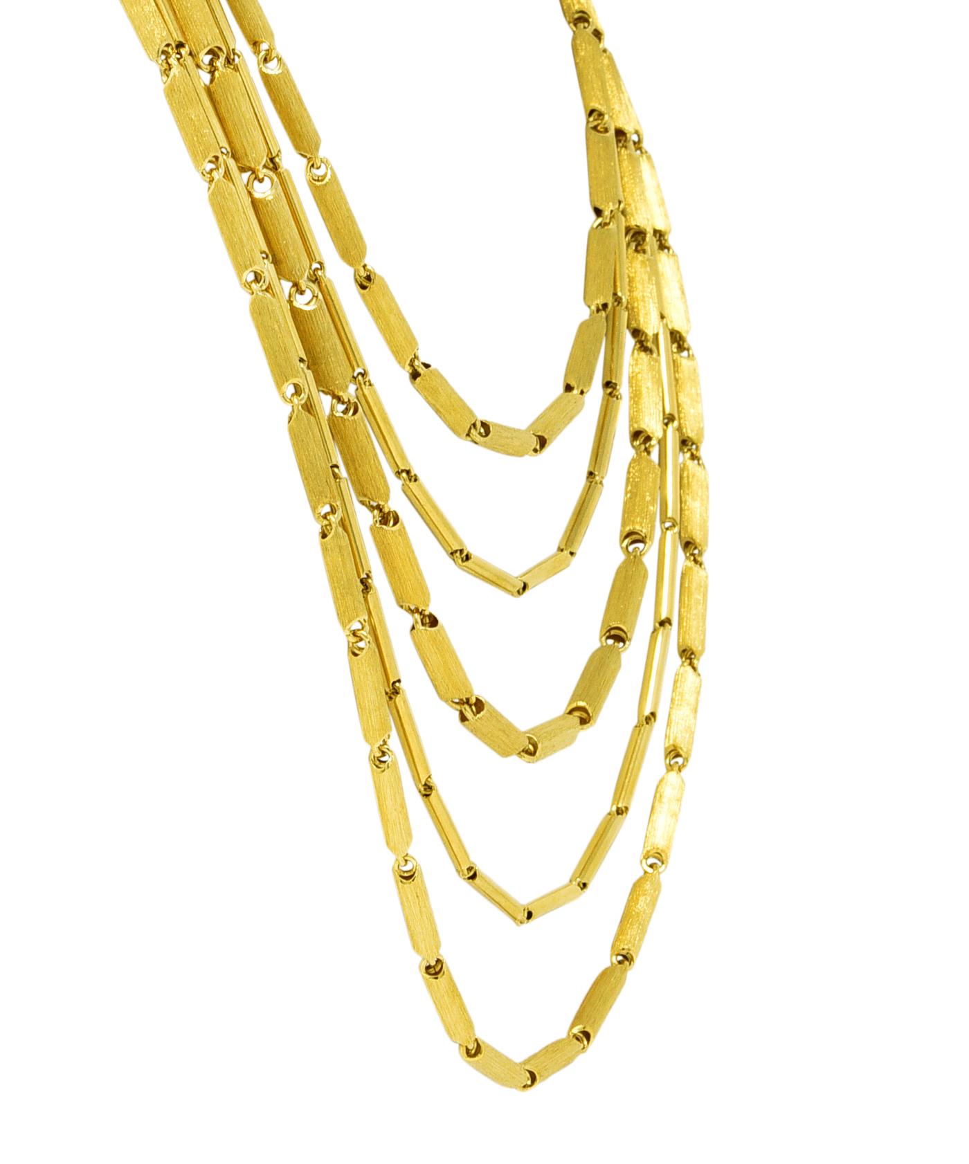 Contemporary Henry Dunay 18 Karat Yellow Gold Multi-Strand Chain Link Vintage Necklace