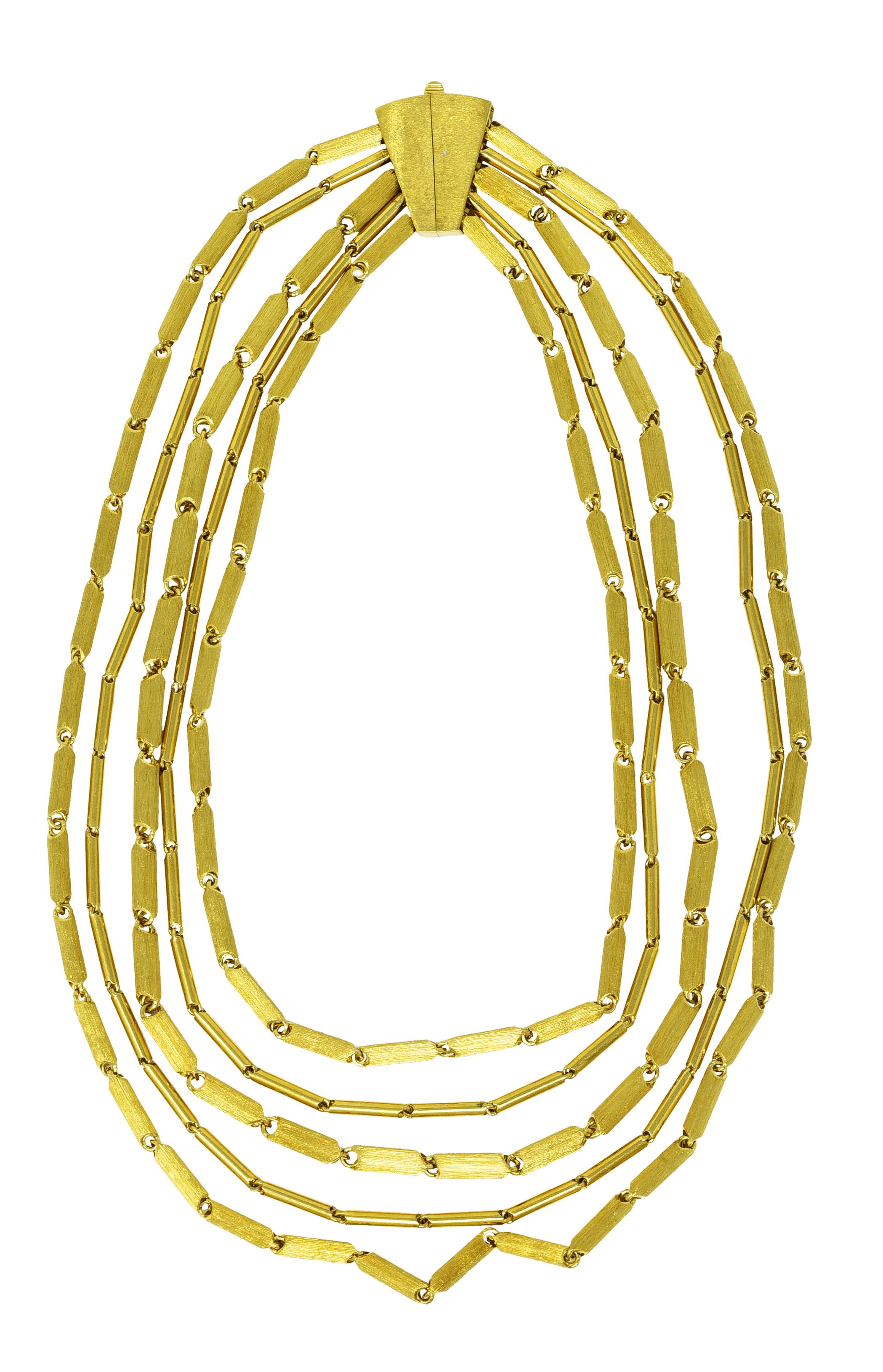 Henry Dunay 18 Karat Yellow Gold Multi-Strand Chain Link Vintage Necklace 4