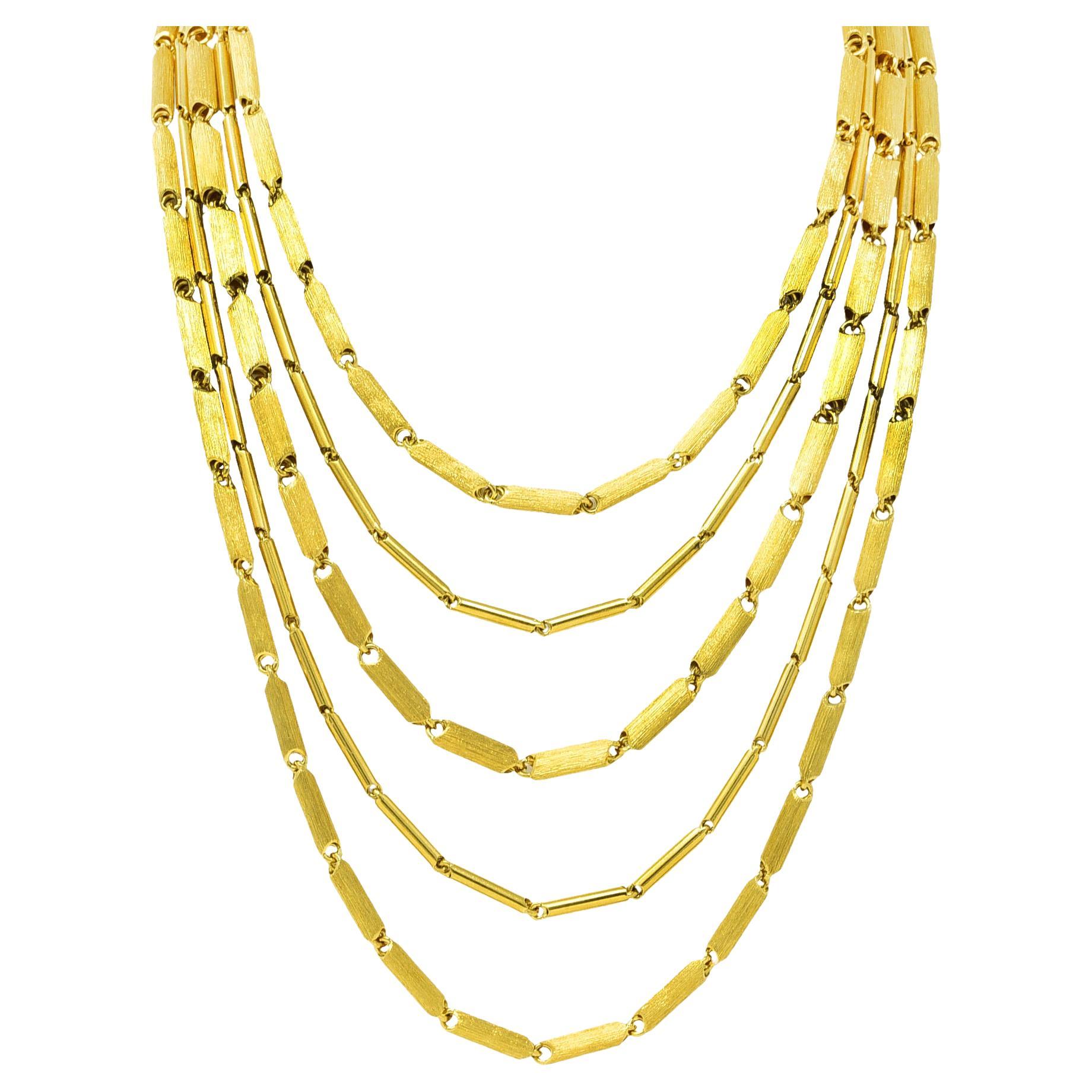 Henry Dunay 18 Karat Yellow Gold Multi-Strand Chain Link Vintage Necklace