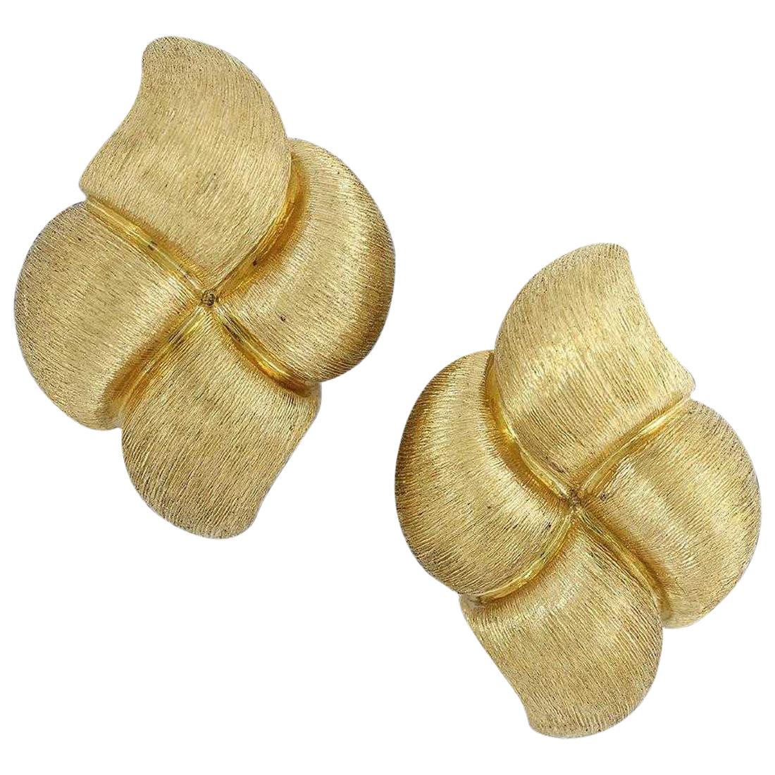 Henry Dunay 18 Karat Yellow Gold "Sabi" Collection Ear Clip Earrings For Sale