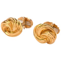 Henry Dunay 18 Karat Yellow Gold Swirl Men’s Cufflinks