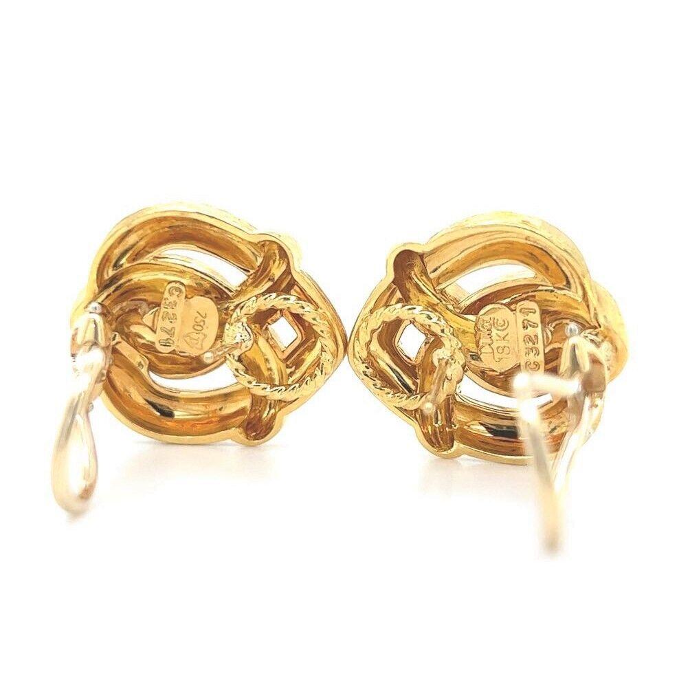 Henry Dunay 18 Karat Yellow Gold Vintage Knotted Heart Earrings 1