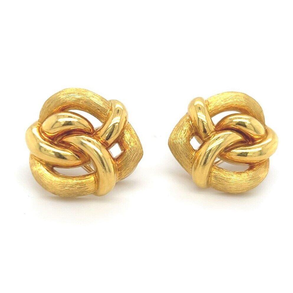 Henry Dunay 18 Karat Yellow Gold Vintage Knotted Heart Earrings 2