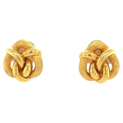 Henry Dunay 18 Karat Yellow Gold Vintage Knotted Heart Earrings