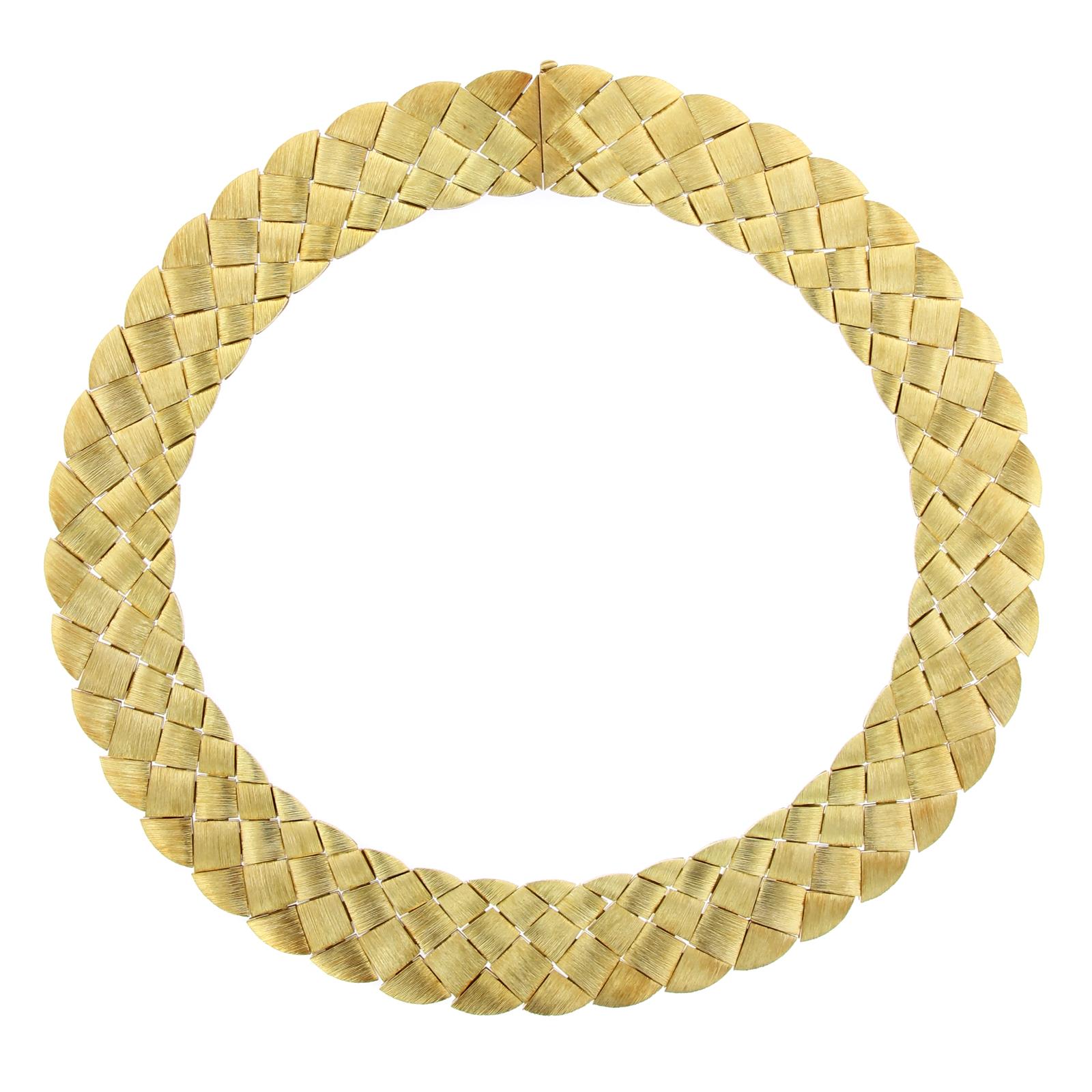Henry Dunay 18 Karat Yellow Gold Woven Necklace