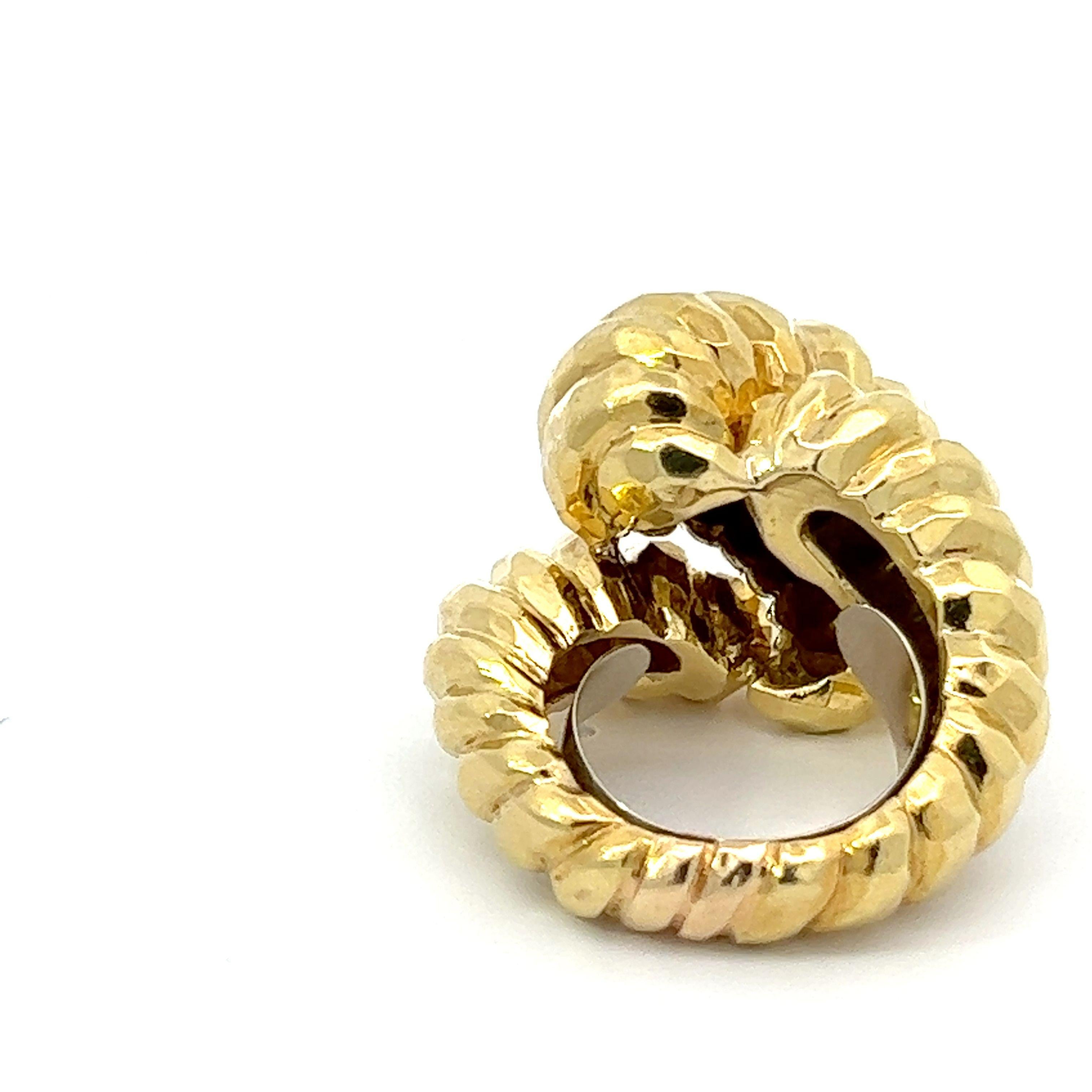 Henry Dunay 18k Gold Hammered Finish Croissant Large Statement Cocktail Ring 2