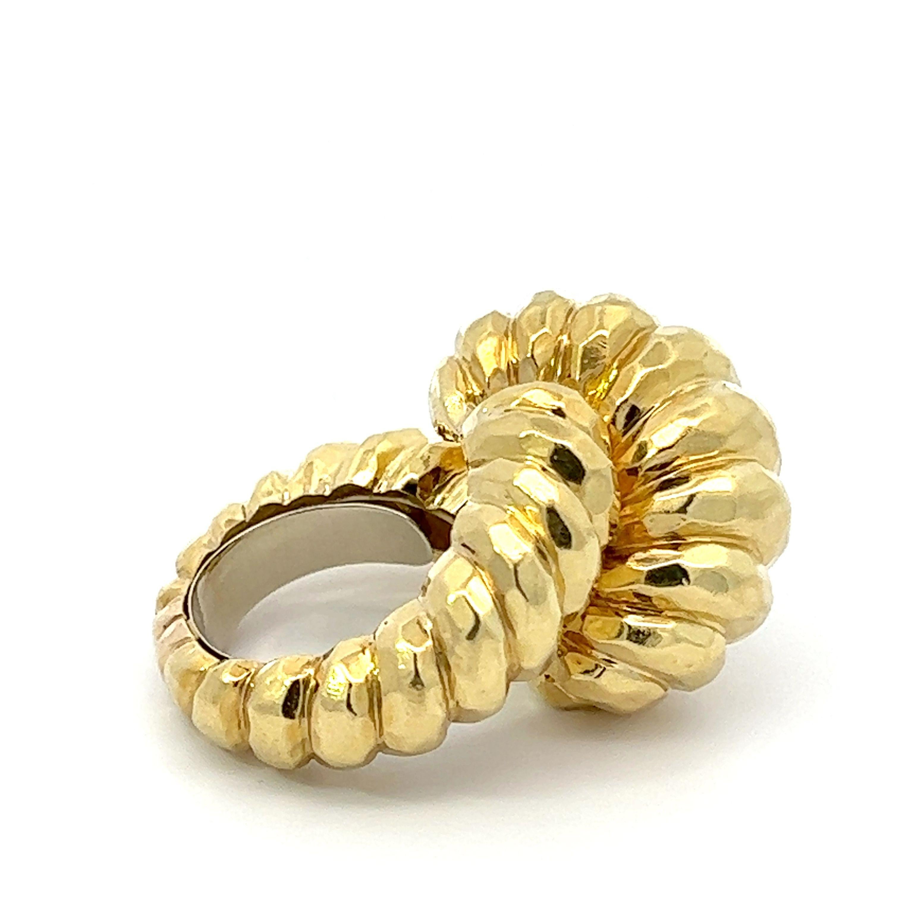 Henry Dunay 18k Gold Hammered Finish Croissant Large Statement Cocktail Ring 3