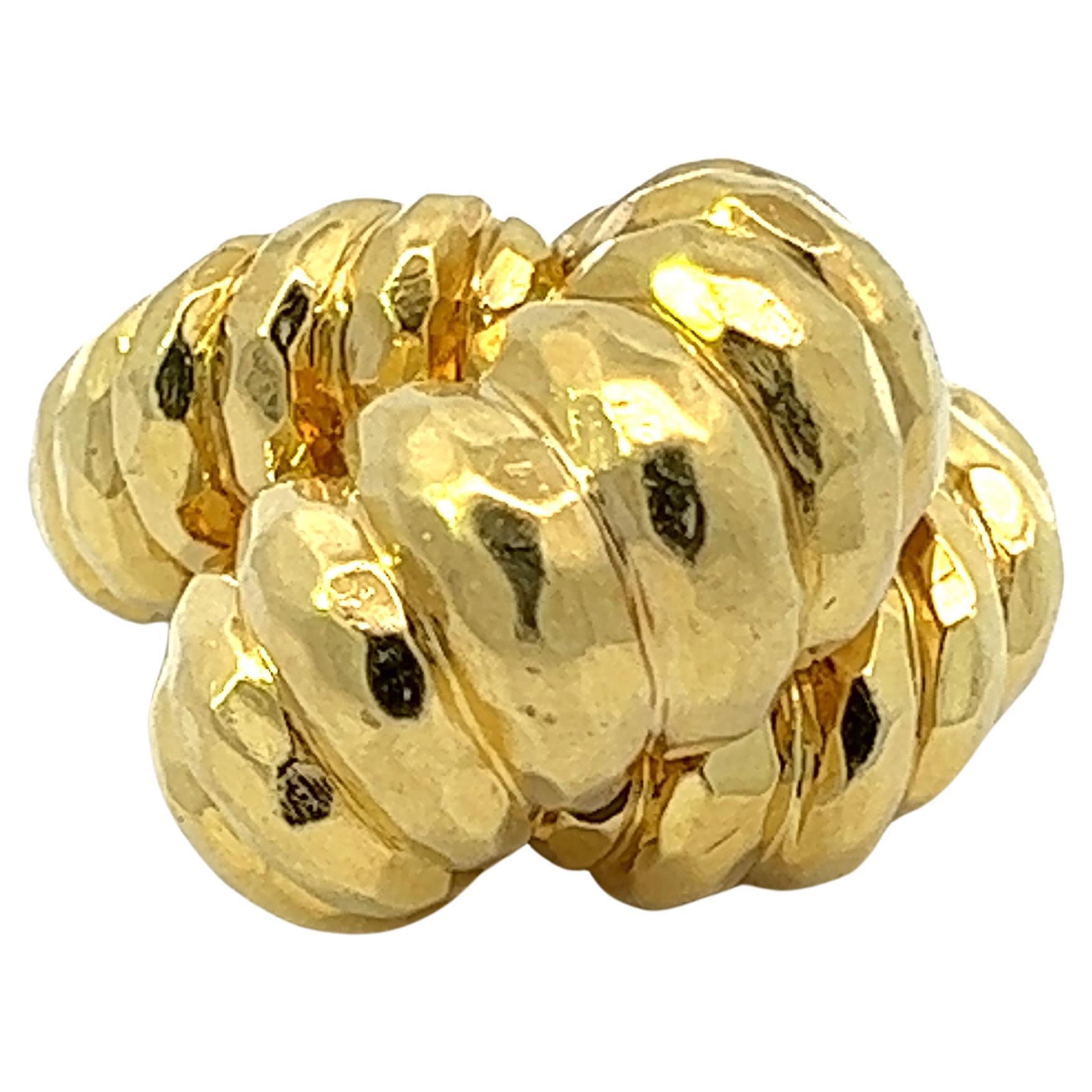Henry Dunay 18k Gold Hammered Finish Croissant Large Statement Cocktail Ring