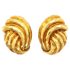 Henry Dunay 18K Hammered Gold Knot Earrings