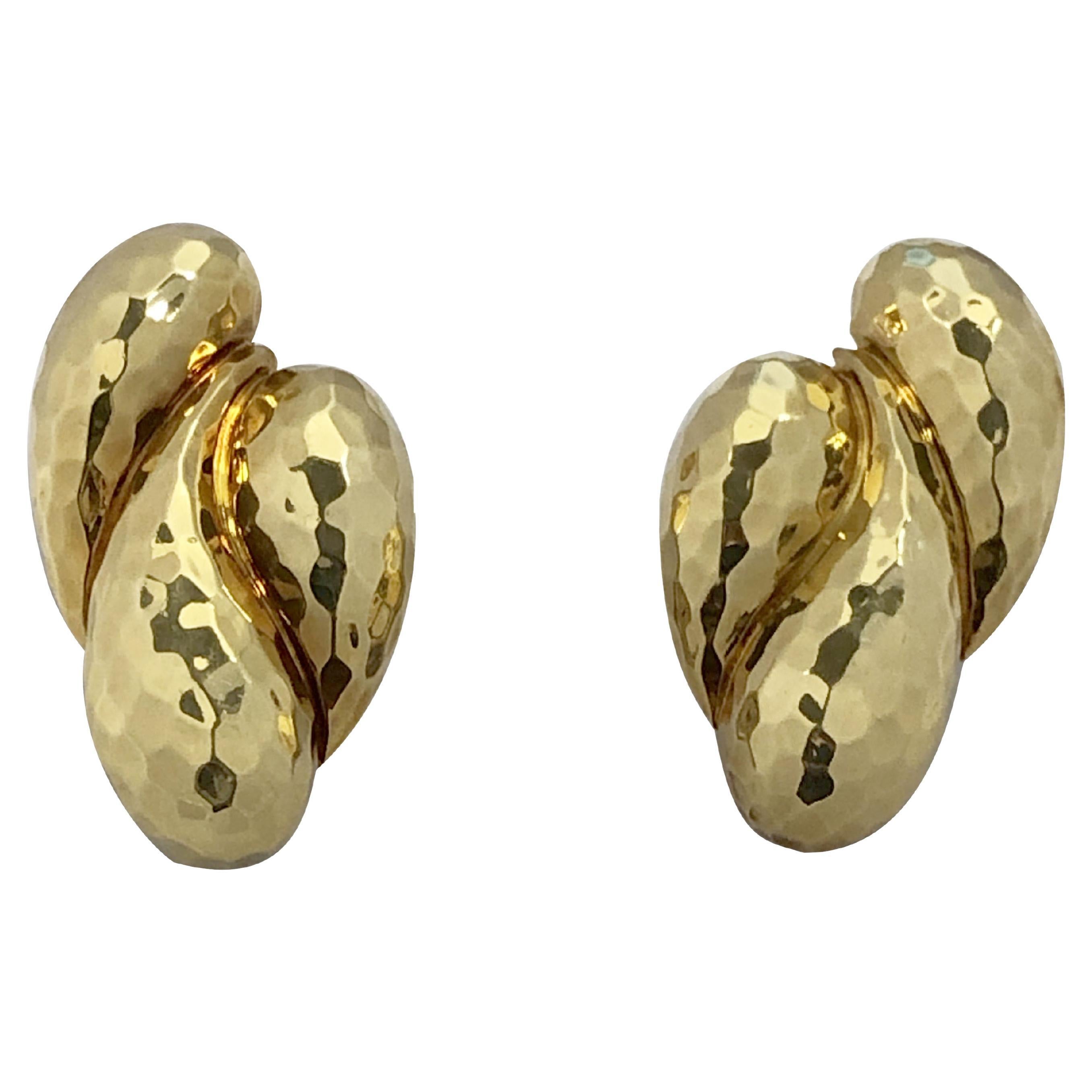 Pre-owned Henry Dunay 18k Large And Impressive Hammered Cactus Earrings In Multi