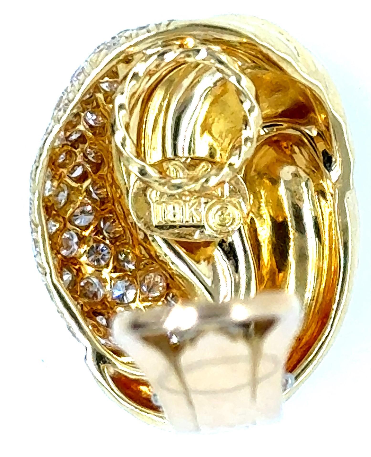 Brilliant Cut Henry Dunay 18K Yellow Gold and Diamond Ear-Clips For Sale