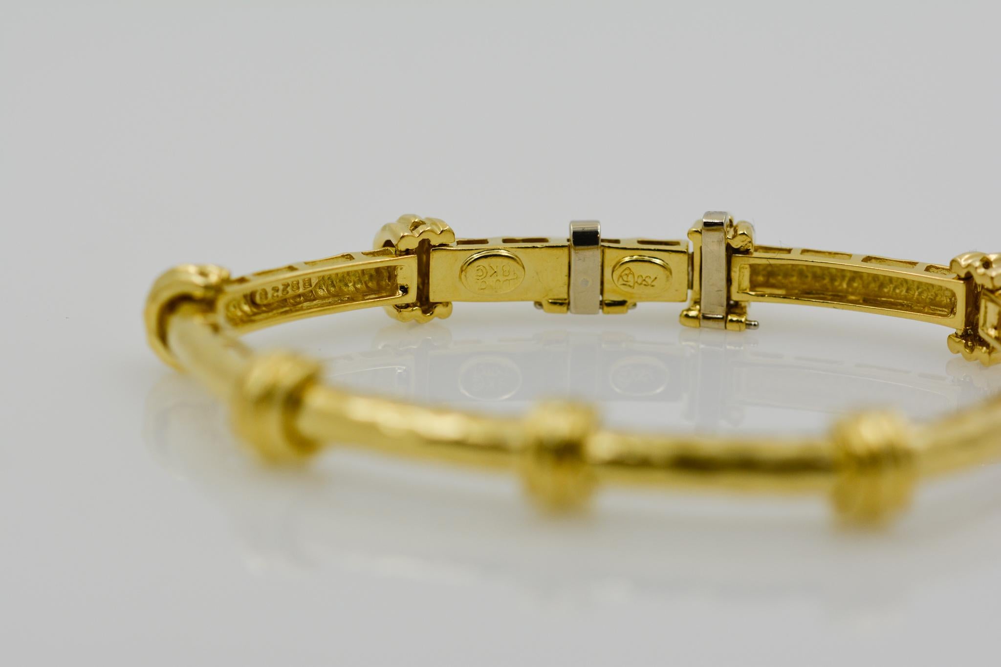 Women's Henry Dunay 18 Karat Yellow Gold Bamboo Bracelet