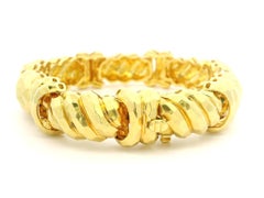 Henry Dunay 18k Yellow Gold Bold Hammered Faceted Finish Heavy Link Bracelet