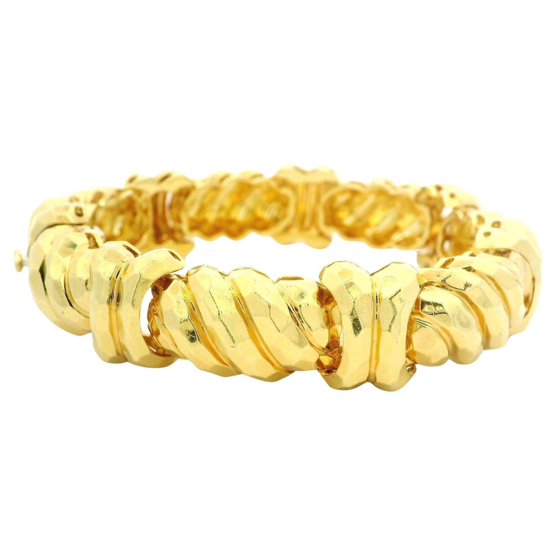 Henry Dunay 18k Gelbgold Bold Hammered Faceted Finish Heavy Link Armband