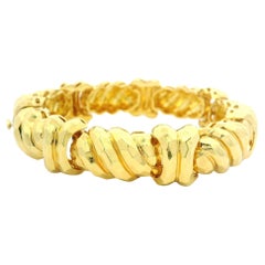 Henry Dunay 18k Gelbgold Bold Hammered Faceted Finish Heavy Link Armband