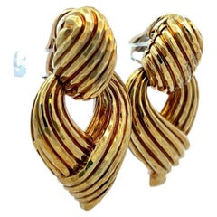 Henry Dunay 18K Yellow Gold Clip On Rope Style Earrings 33.9 Grams