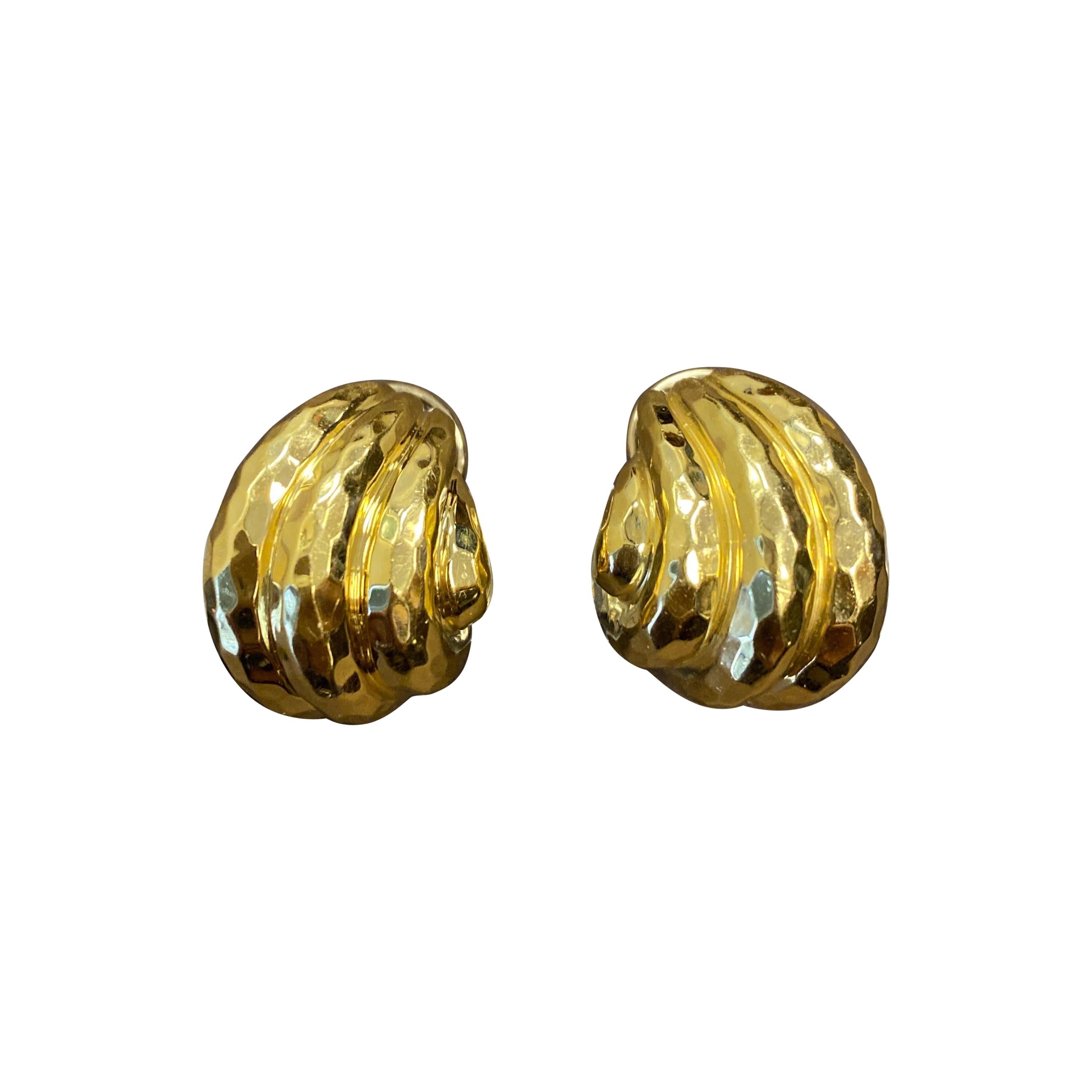 Henry Dunay 18K Yellow Gold Earclips For Sale