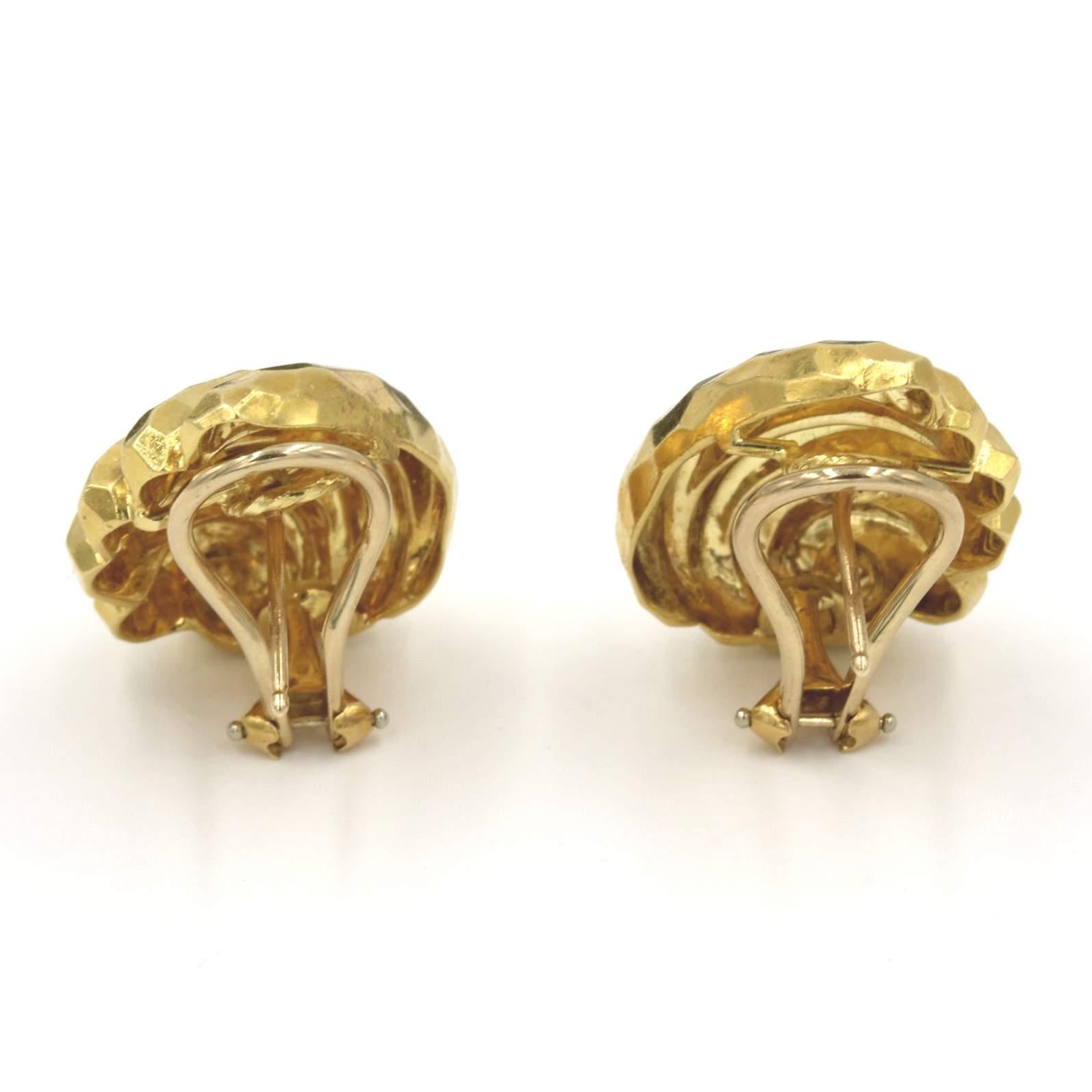 Henry Dunay 18K Yellow Gold Earrings In Excellent Condition In Naples, FL