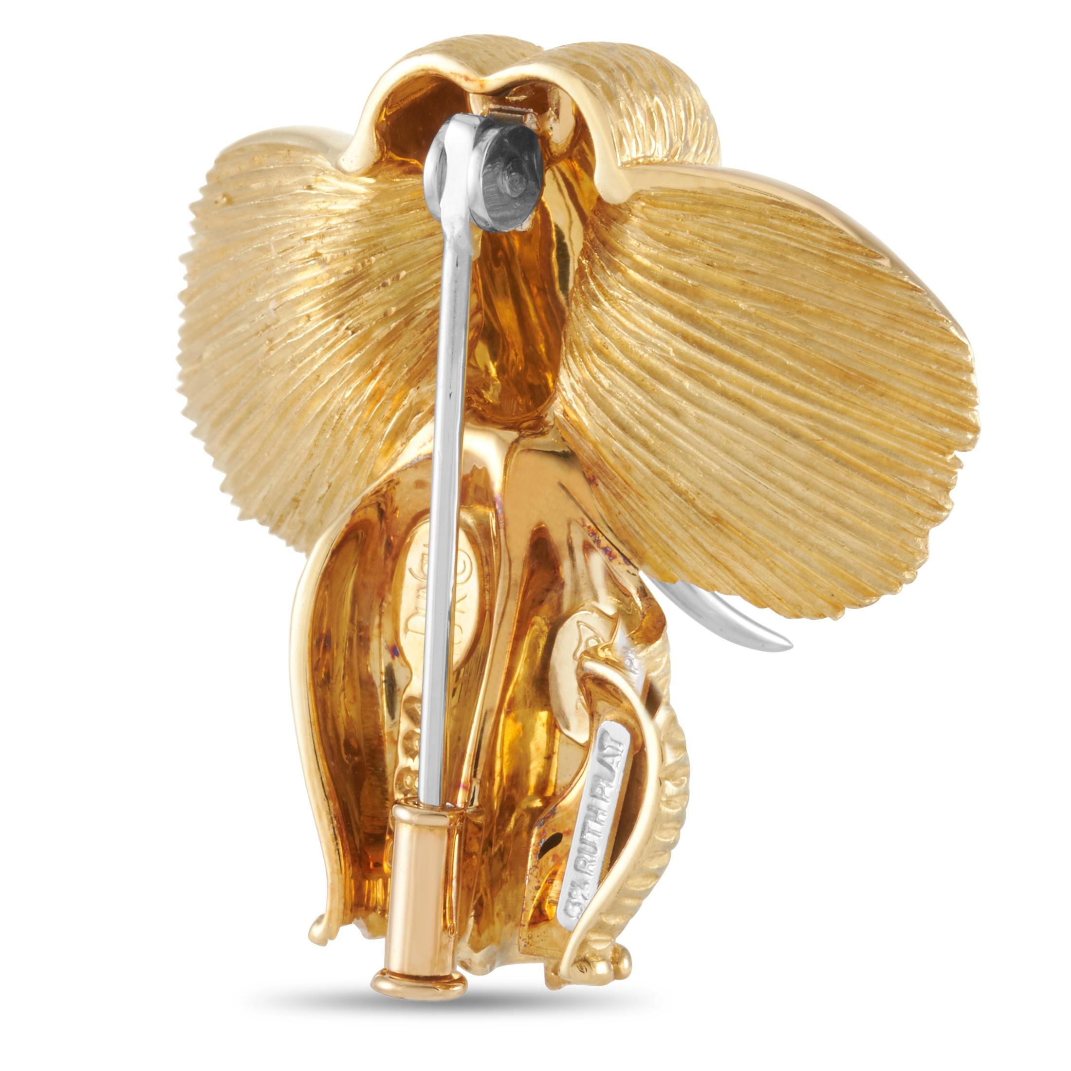 Henry Dunay 18 Karat Gelbgold Elefantenbrosche im Zustand „Hervorragend“ in Southampton, PA